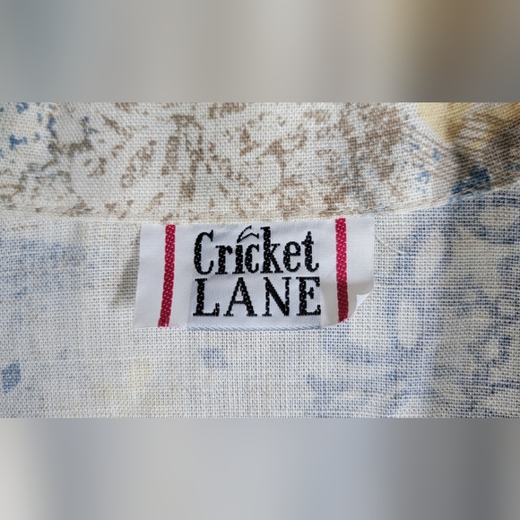 Vintage 80's Oversized Blazer Women's 12 Cream Blue & Yellow Floral Lightweight - Picture 6 of 12